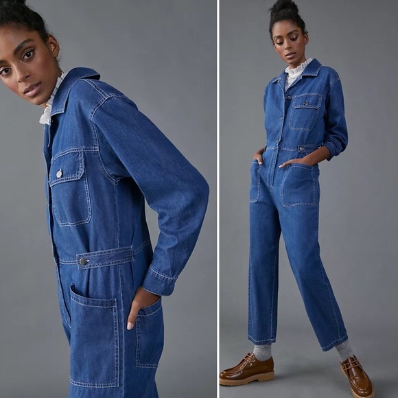 Anthropologie | AYA DENIM UTILITY JUMPSUIT | Sz S - Picture 3 of 11